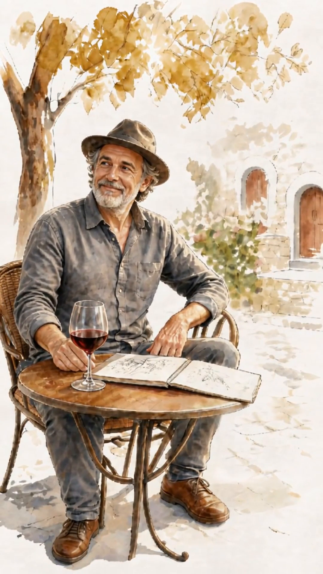 Léon Maro, un verre de vin et un carnet de croquis